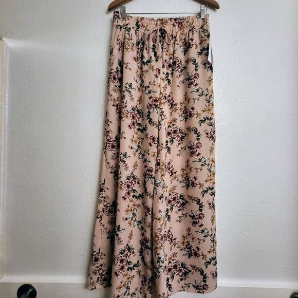 NWT Joe B Pink Floral Wide Leg Resortwear  Pants: Lg: Spring Flowy Effortless - Picture 1 of 5